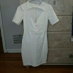 Cutout midi white dress